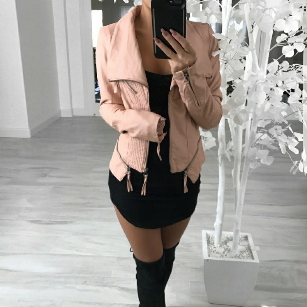 NWOT Warm Mauve Faux Leather Zipper Jacket